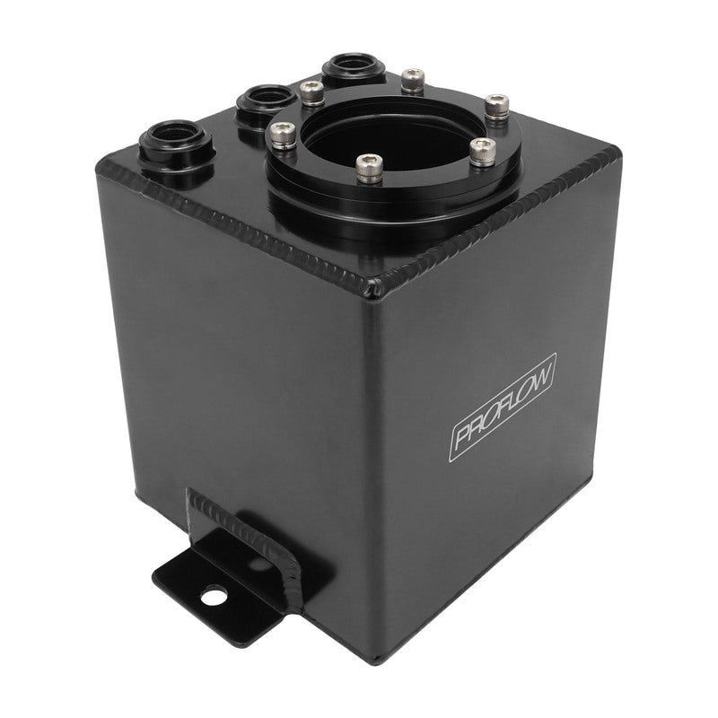 Proflow Fuel Surge Tank, Fabricated Aluminium, Square, Suits 044 Bosch Pumps, 2.5L, AN6 Ports, Black Anodised - PFEST8BK PFEST8BK