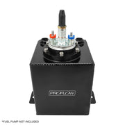 Proflow Fuel Surge Tank, Fabricated Aluminium, Square, Suits 044 Bosch Pumps, 2.5L, AN6 Ports, Black Anodised - PFEST8BK
