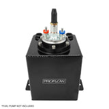 Proflow Fuel Surge Tank, Fabricated Aluminium, Square, Suits 044 Bosch Pumps, 2.5L, AN6 Ports, Black Anodised - PFEST8BK