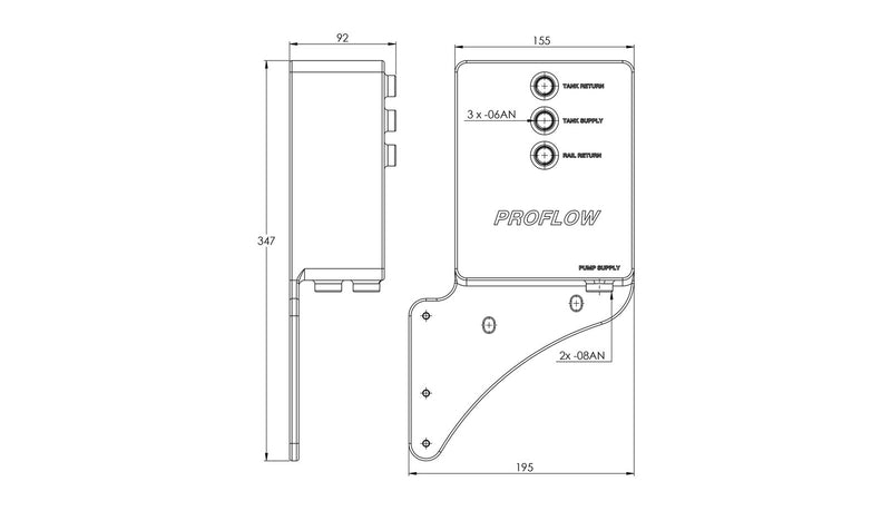 Proflow Fuel Surge Tank V2, Undercar, For Ford Falcon BA/BF/FG XR6 Turbo, XR8, 2.0L, Aluminium, Black Anodised - PFEST9BK
