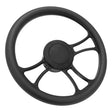 Proflow Billet 3 Slot Curved Steering Wheel,14'' Black Leather/Black Leather, Universal Fit, Steering Wheel ,Adaptor, Horn Button, 2 inch Dish, Kit - PFESTW-KIT3-BK PFESTW-KIT3-BK