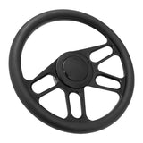 Proflow Billet 4 Slot Steering Wheel,14'' Black Leather/Black Leather, Universal Fit, Steering Wheel ,Adaptor, Horn Button, 2 inch Dish, Kit - PFESTW-KIT4-BK PFESTW-KIT4-BK