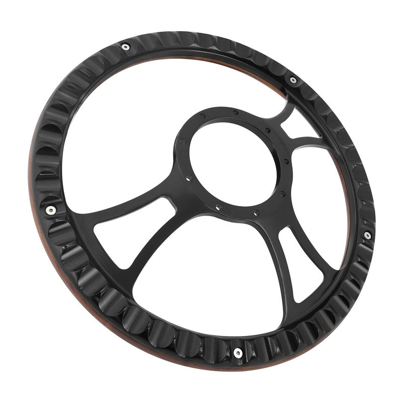 Proflow Billet 3 Slot Steering Wheel, 14'' Wood Rim , Black Spoke, Universal Fit, Steering Wheel ,Adaptor, Horn Button, 2 inch Dish, Kit - PFESTW-KIT5-BK