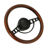 Proflow Billet 2 Spoke Steering Wheel, 14'' Wood Rim , Black Spoke, Universal Fit, Steering Wheel , Adaptor, Horn Button, 2 inch Dish, Kit - PFESTW-KIT7-BK PFESTW-KIT7-BK