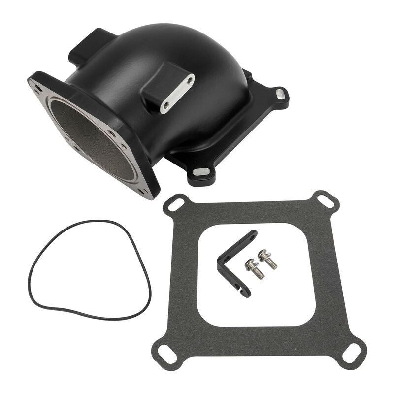 Proflow EFI Throttle Body Intake Elbow 95mm, Universal or LS To 4150 Square Bore, Cast Aluminium, Black - PFETBE95BK