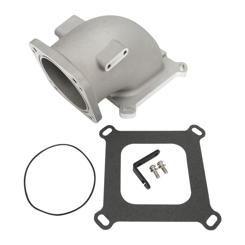 Proflow EFI Throttle Body Intake Elbow 95mm, Universal or LS To 4150 Square Bore, Cast Aluminium, Natural - PFETBE95