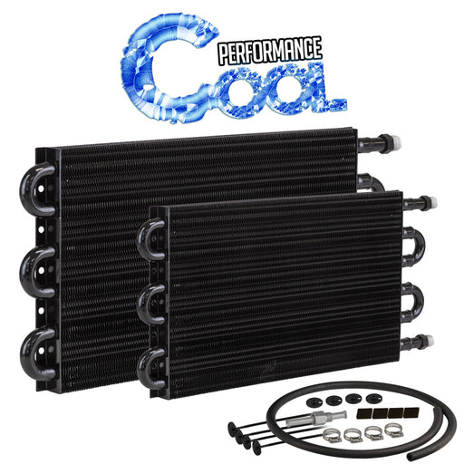 Proflow Transmission Fluid Cooler, Tube, Fin, black powder coated 7.5 in. x 12.5 in. x 0.75 in, AN6 Fittings - PFETC512 PFETC512