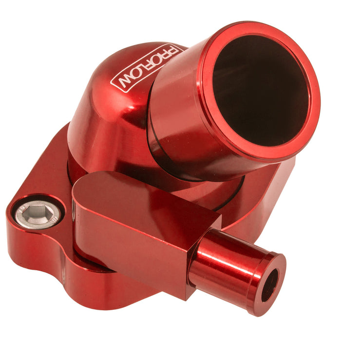 Proflow Water Neck, Billet Aluminium Swivel, Red Anodised, 45 Degree, For Holden V8 253.308 - PFETH-801R