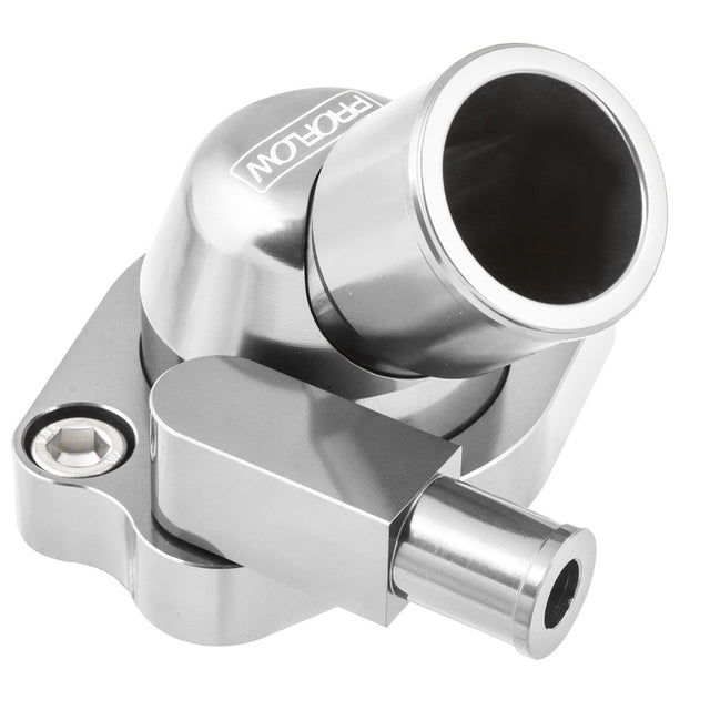 Proflow Water Neck, Billet Aluminium Swivel, Silver Anodised, 45 Degree, For Holden V8 253.308 - PFETH-801S PFETH-801S