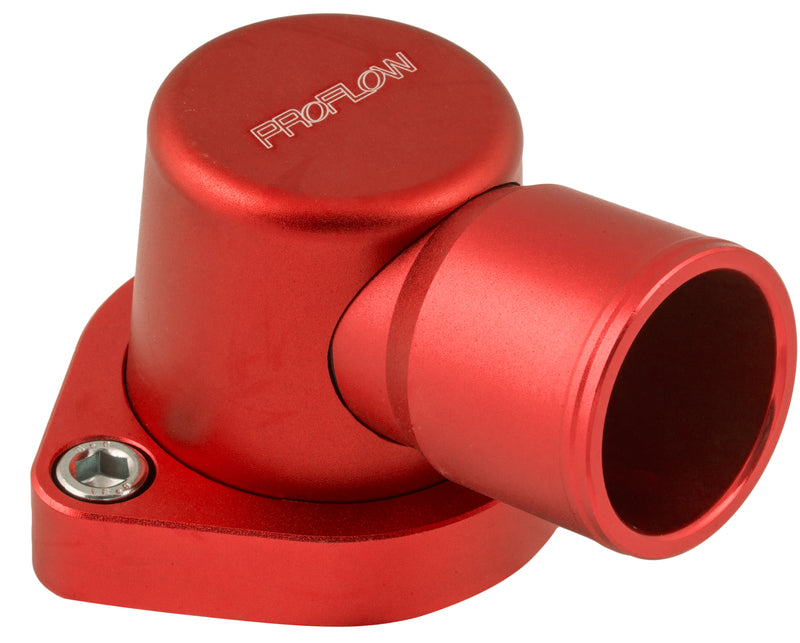 Proflow Water Neck, Billet Aluminium Swivel, Red Anodised, 90 Degree, SB For Ford 302-351C - PFETH-802R