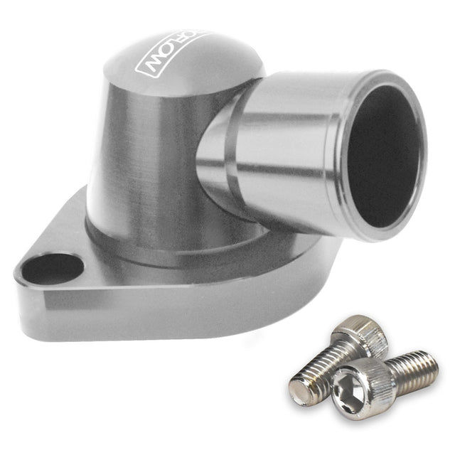 Proflow Water Neck, Billet Aluminium Swivel, Silver Anodised, 90 Degree, SB & BB Chev - PFETH-803S PFETH-803S