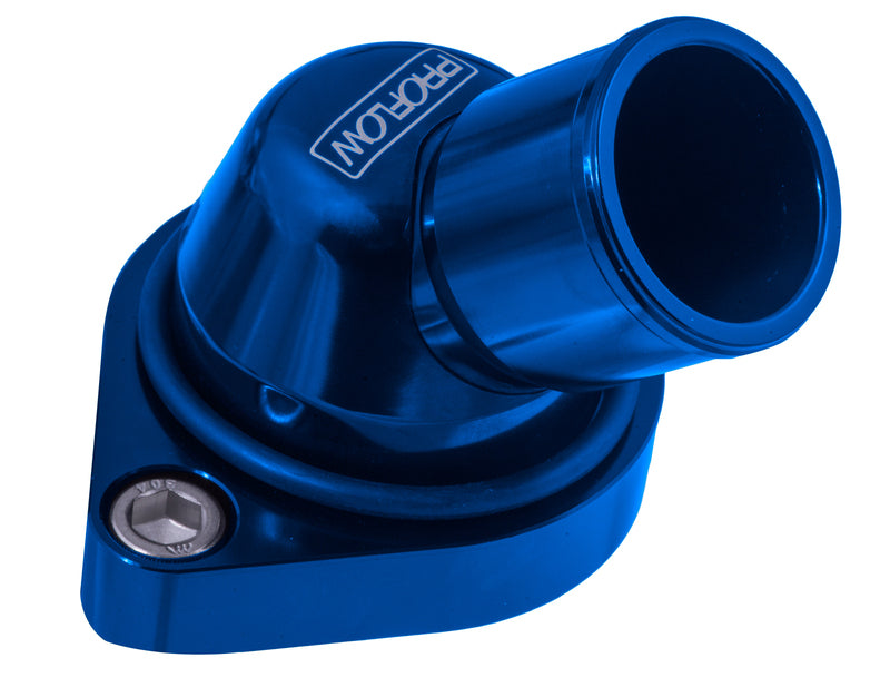 Proflow Water Neck, Billet Aluminium, Swivel Blue Anodised, 45 Degree, SB & BB Chev - PFETH-806BL