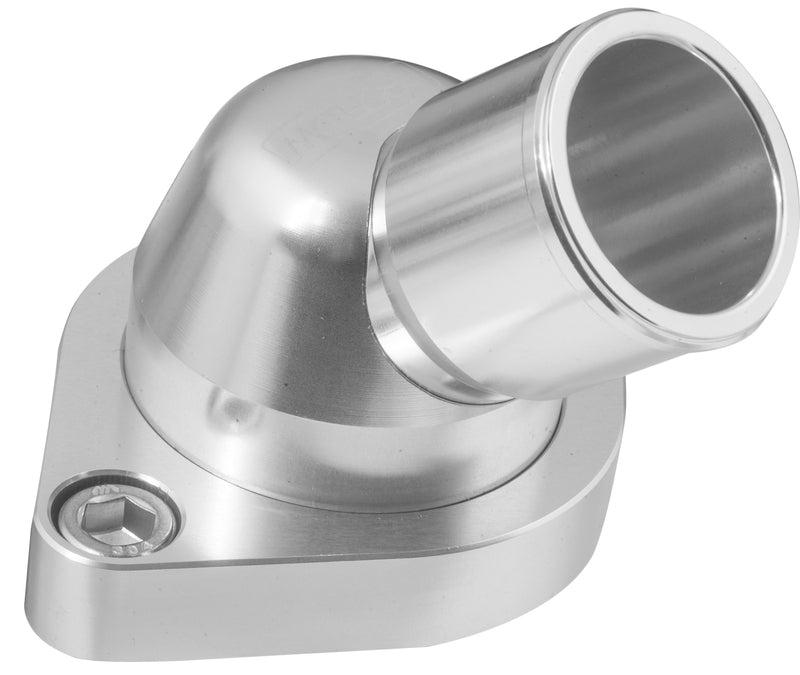 Proflow Water Neck, Billet Aluminium Swivel Silver Anodised, 45 Degree, SB & BB Chev - PFETH-806S PFETH-806S