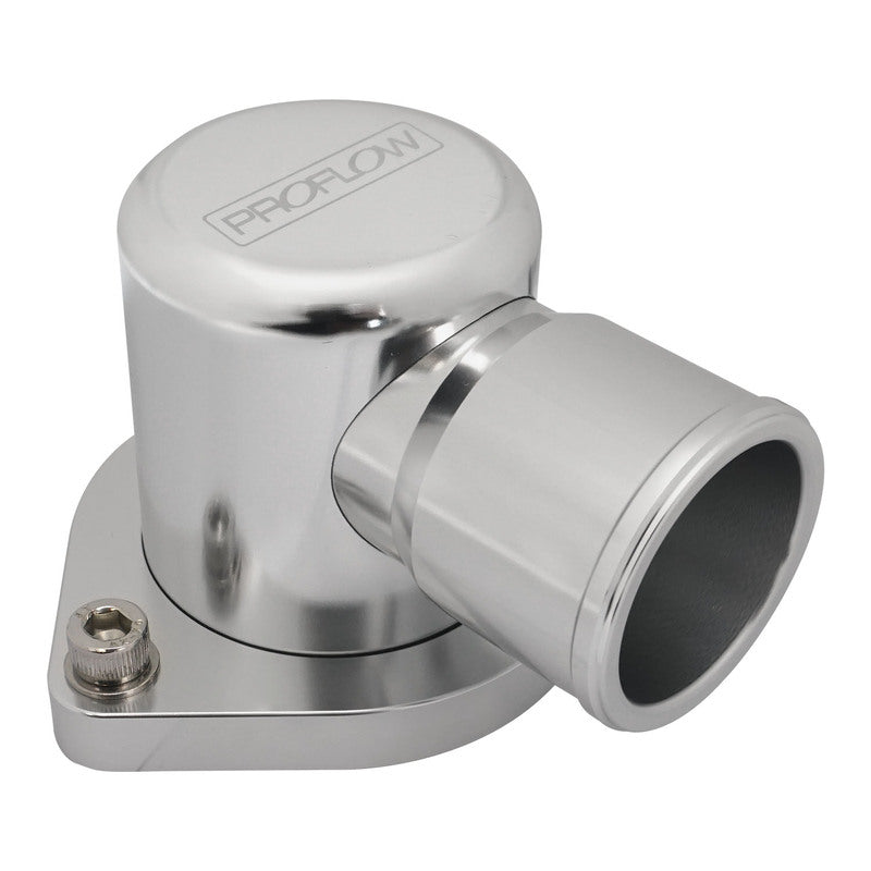 Proflow Water Neck, For Holden Commodore LS1/LS2/LS3, 90 Degree, Swivel, Billet Aluminium, Silver Anodised - PFETH-808S PFETH-808S