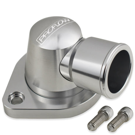 Proflow Water Neck, Billet Aluminium, Silver Anodised, 90 Degree, Swivel, SB & BB For Chrysler - PFETH-814S PFETH-814S