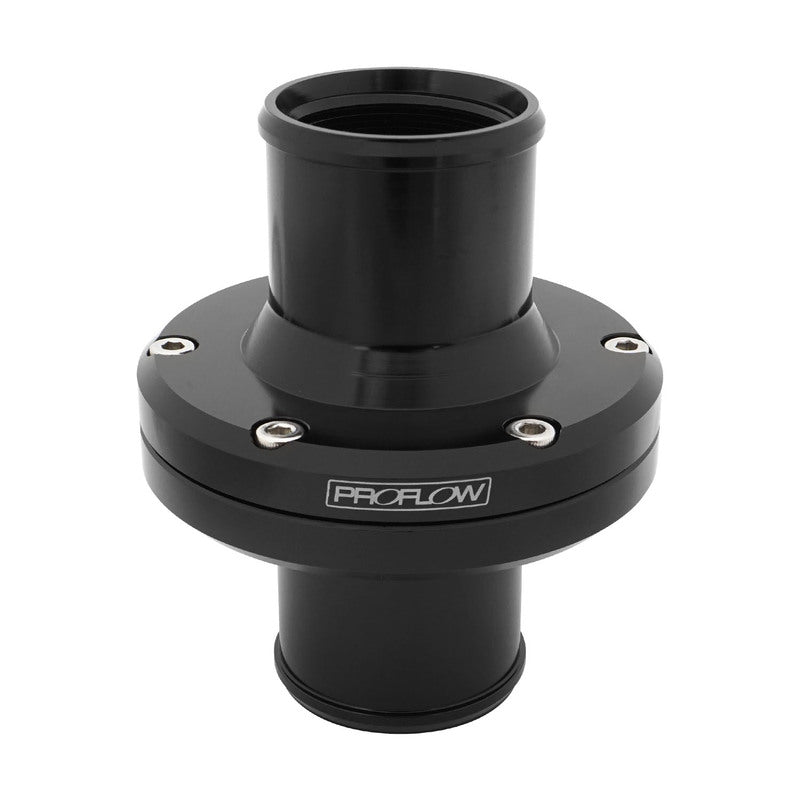 Proflow Inline Thermostat Housing, Suits 1.50'' Hose, w/AN16 ORB Ports, Billet, Black Anodised - PFETH-830BK