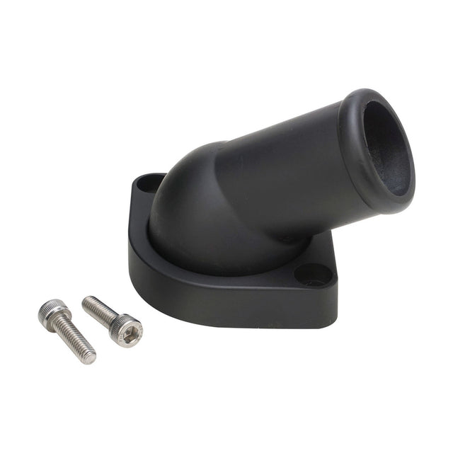Proflow Water Neck, Thermostat Housing, Cast Aluminum, Black, 45 Degree, Swivel, Chev For Holden, LS, Each - PFETH-R8937BK PFETH-R8937BK
