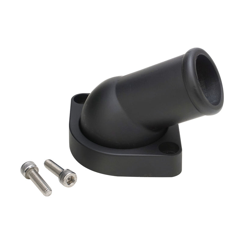 Proflow Water Neck, Thermostat Housing, Cast Aluminum, Black, 45 Degree, Swivel, Chev For Holden, LS, Each - PFETH-R8937BK PFETH-R8937BK