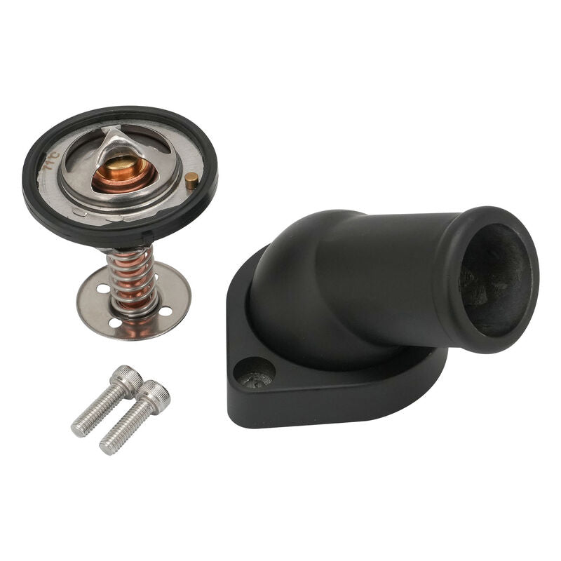 Proflow Aluminium Water Neck & Thermostat kit LS Chev For Holden 45 degree Swivel, Black - PFETH-R8937KT-BK PFETH-R8937KT-BK
