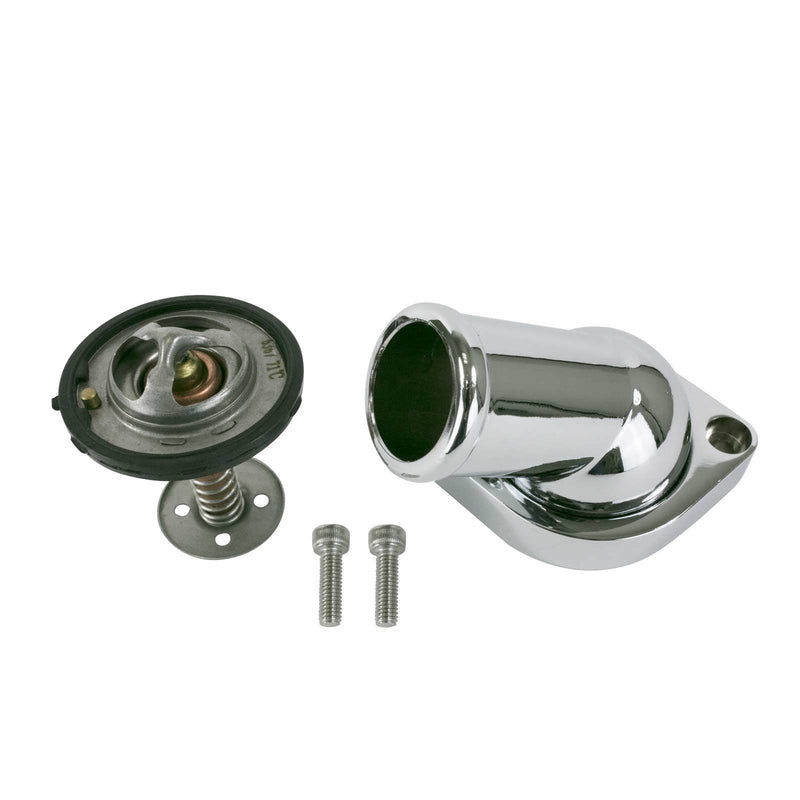 Proflow Aluminium Water Neck & Thermostat kit LS Chev For Holden 45 degree Swivel Chrome - PFETH-R8937KT PFETH-R8937KT