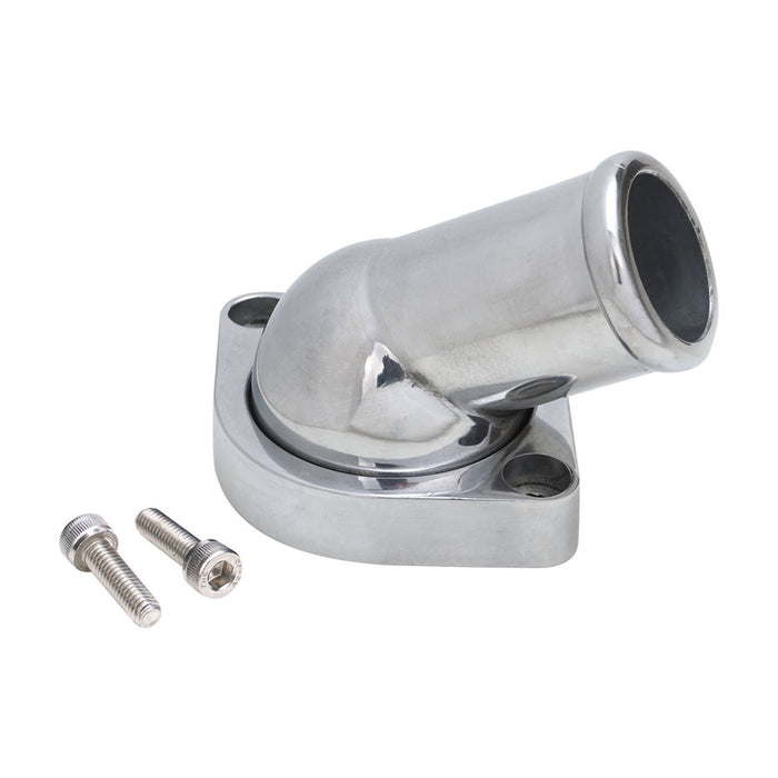 Proflow Water Neck, Thermostat Housing, Cast Aluminum, Polished, 45 Degree, Swivel, Chev For Holden, LS, Each - PFETH-R8937