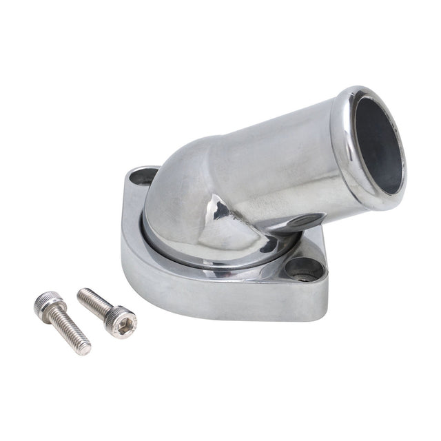 Proflow Water Neck, Thermostat Housing, Cast Aluminum, Polished, 45 Degree, Swivel, Chev For Holden, LS, Each - PFETH-R8937 PFETH-R8937