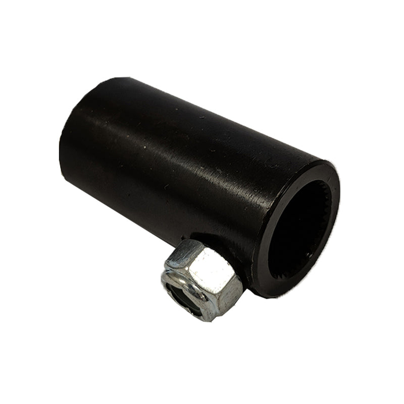 Proflow Steering Shaft Coupler Steel, 5/8in. -36 Spline To 3/4in. Round 2in. Overall Length Non Flex - PFEUSC-004 PFEUSC-004