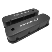 Proflow Valve Covers, Tall, Cast Aluminium, Black, Stroker Bowtie Logo, BB For Chevrolet, Pair - PFEVC-210-ST PFEVC-210-ST