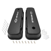 Proflow Valve Covers, Tall, Cast Aluminium, Black, Stroker Bowtie Logo, BB For Chevrolet, Pair - PFEVC-210-ST