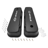 Proflow Valve Covers, Tall, Cast Aluminium, Black, Stroker Bowtie Logo, BB For Chevrolet, Pair - PFEVC-210-ST