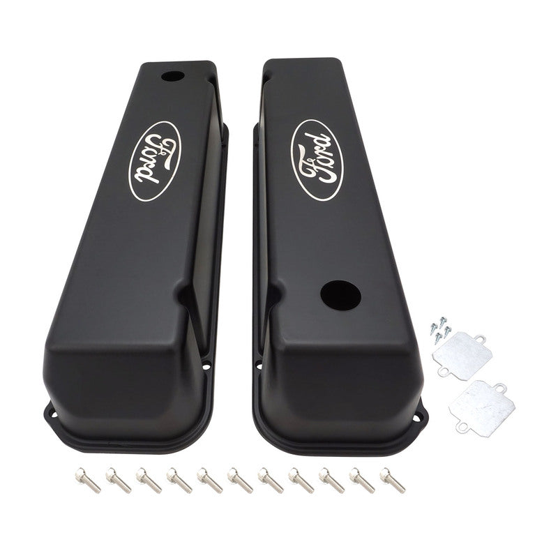 Proflow Valve Covers, Tall Cast Aluminium, Black, For Ford Logo, 429-460 Big Block For Ford, Pair - PFEVC-310