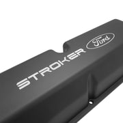 Proflow Valve Covers, Tall Cast Aluminium, Black, Stroker Ford Logo, Small Block For Ford 289, 351W, Pair - PFEVC-410-ST