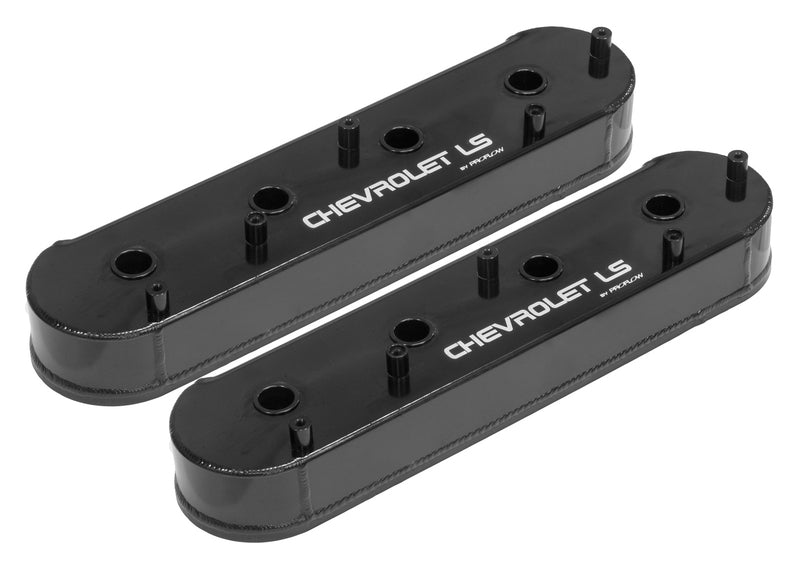 Proflow Valve Covers, LS Aluminium Fabricated, Black, Tall, For Chevrolet LS Logo, Pair - PFEVC-620 PFEVC-620