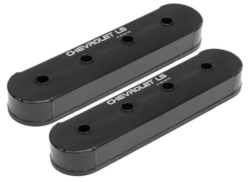 Proflow Valve Covers, LS Aluminium Fabricated, Black, Tall, For Chevrolet LS Logo, No Coil Stands, Pair - PFEVC-621 PFEVC-621