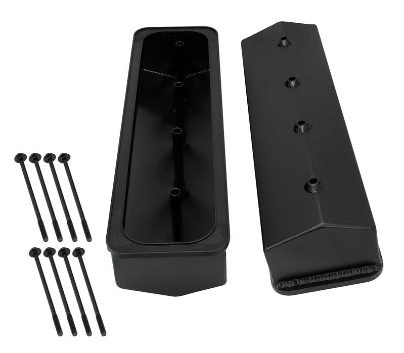 Proflow Valve Covers, Tall, Fabricated Aluminum, Black Powder Coated, Center Bolt Chev Small Block, Pair - PFEVC-6234