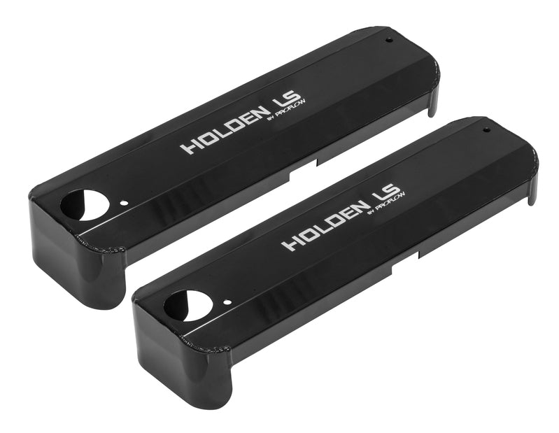 Proflow Ignition Coil Covers, LS, Fabricated Aluminium, Black Powder Coated, LS1 Coils, Holden LS Logo, Pair - PFEVC-624 PFEVC-624