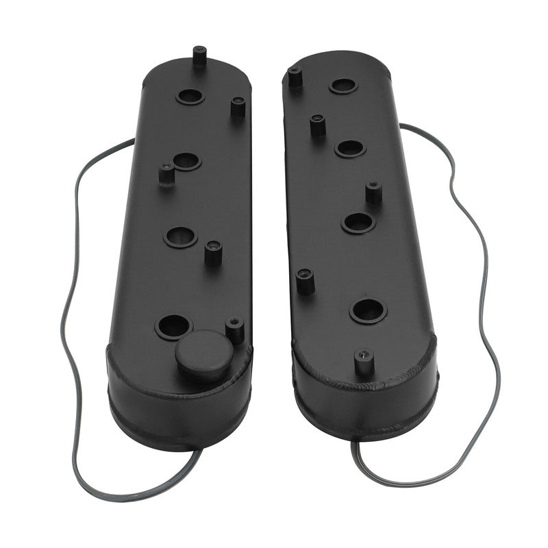 Proflow Valve Covers, For GM LS, Fabricated Aluminium, w/Oil Cap, Black Wrinkle, 65mm Tall, Pair - PFEVC-626