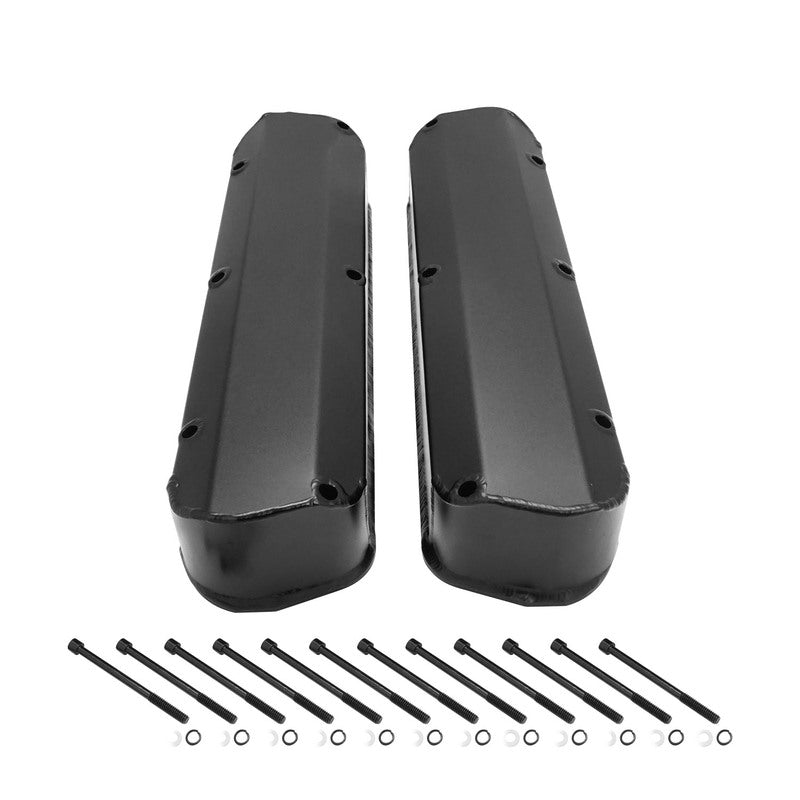 Proflow Valve Covers, Tall, Fabricated Aluminum, Black Powder Coated, For Ford, Small Block 289, 302, 351W, No Breather Hole Pair - PFEVC-6344