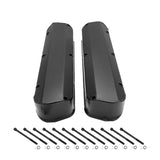 Proflow Valve Covers, Tall, Fabricated Aluminum, Black Powder Coated, For Ford, Small Block 289, 302, 351W, No Breather Hole Pair - PFEVC-6344
