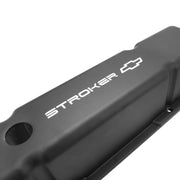 Proflow Valve Covers, Tall Cast Aluminium, Black, Stroker Bowtie Logo, SB For Chevrolet, Pair - PFEVC-710-ST