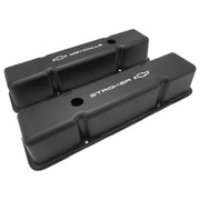 Proflow Valve Covers, Tall Cast Aluminium, Black, Stroker Bowtie Logo, SB For Chevrolet, Pair - PFEVC-710-ST PFEVC-710-ST