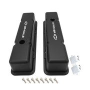 Proflow Valve Covers, Tall Cast Aluminium, Black, Stroker Bowtie Logo, SB For Chevrolet, Pair - PFEVC-710-ST