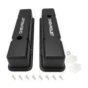 Proflow Valve Covers, Tall Aluminium, Black, For Chevrolet Logo, SB For Chevrolet, Pair - PFEVC-710