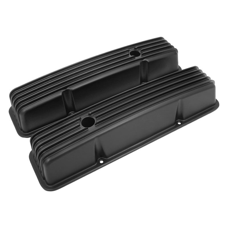 Proflow Valve Covers, Aluminium, Black, Tall, Finned, SB For Chevrolet, Pair - PFEVC-715 PFEVC-715