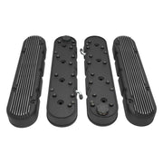 Proflow Valve Covers, LS For Chevrolet For Holden, Two-Piece, Cast Aluminium, Satin Black, 4.25 in. Tall, Baffle - PFEVC-8579BK
