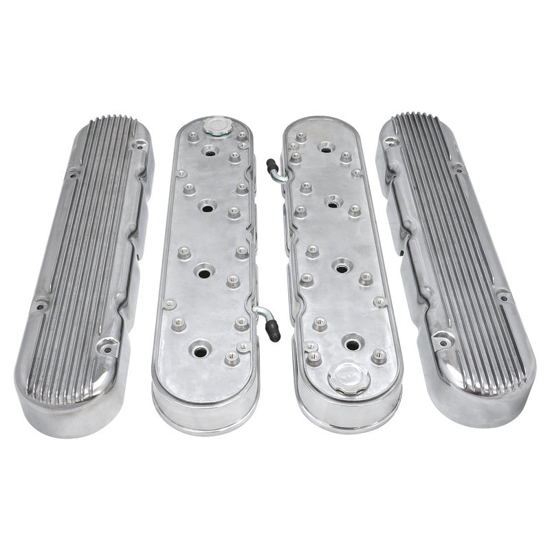 Proflow Valve Covers, LS For Chevrolet For Holden, Two-Piece, Cast Aluminium, Polished, 4.25 in. Tall, Baffle - PFEVC-8579P