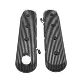 Proflow Valve Covers Tall Cast Aluminium LS Chev For Holden Commodore Engines Vintage Series Finned, Satin, Black Machine Finns - PFEVC-8580BK