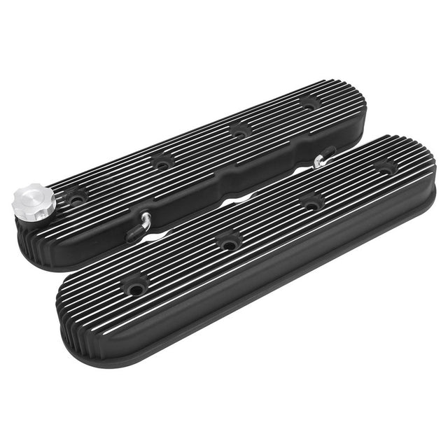 Proflow Valve Covers Tall Cast Aluminium LS Chev For Holden Commodore Engines Vintage Series Finned, Satin, Black Machine Finns - PFEVC-8580BK PFEVC-8580BK