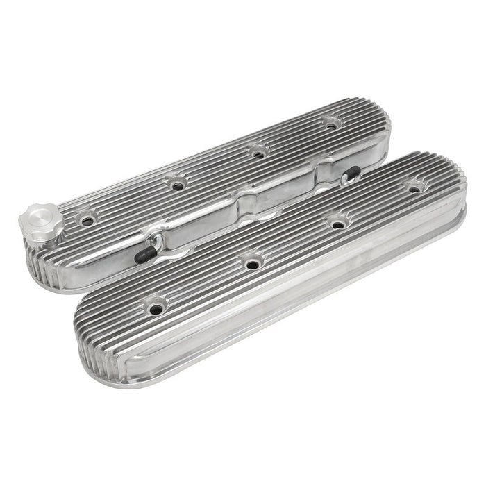 Proflow Valve Covers Tall Cast Aluminium LS Chev For Holden Commodore Engines Vintage Series Finned, Polished - PFEVC-8580P