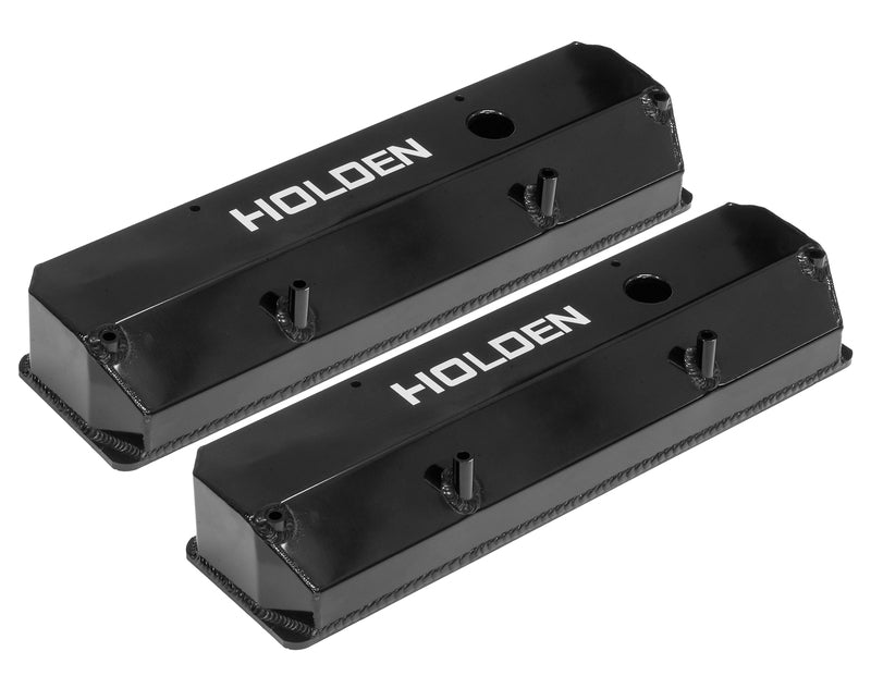 Proflow Valve Covers, Aluminium Fabricated, Black, Tall, For Holden 253, 308, For Holden Logo, Pair - PFEVC-910 PFEVC-910